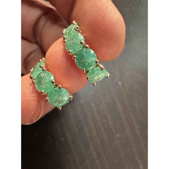 585 14K RG Rose Gold Stamped Frost Mint Gemstone Stud Earrings - Picture 1 of 8